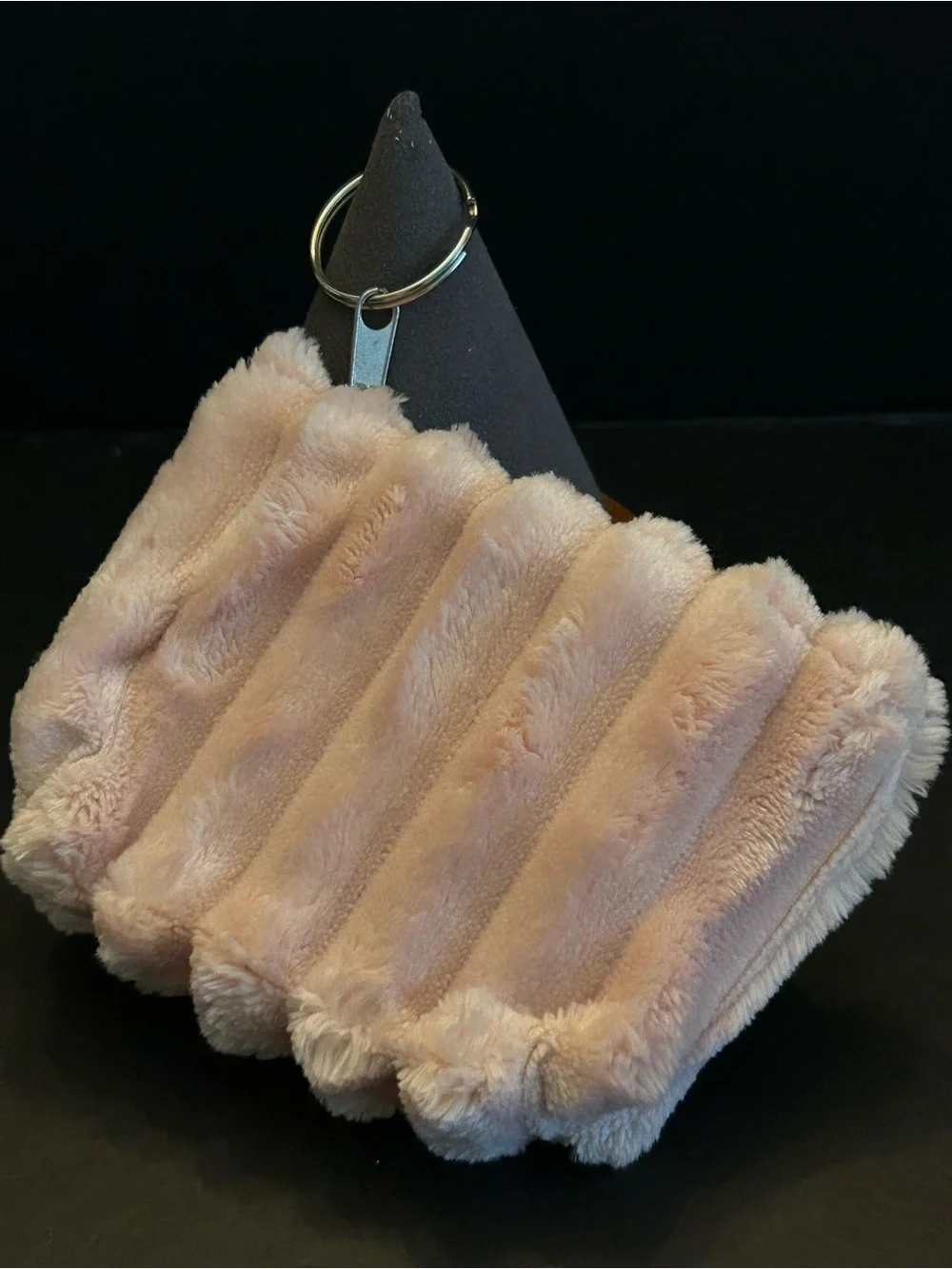 Plush Furry Coin Purse Key Pouch Case w/Silver Key Ring in Assorted Colors